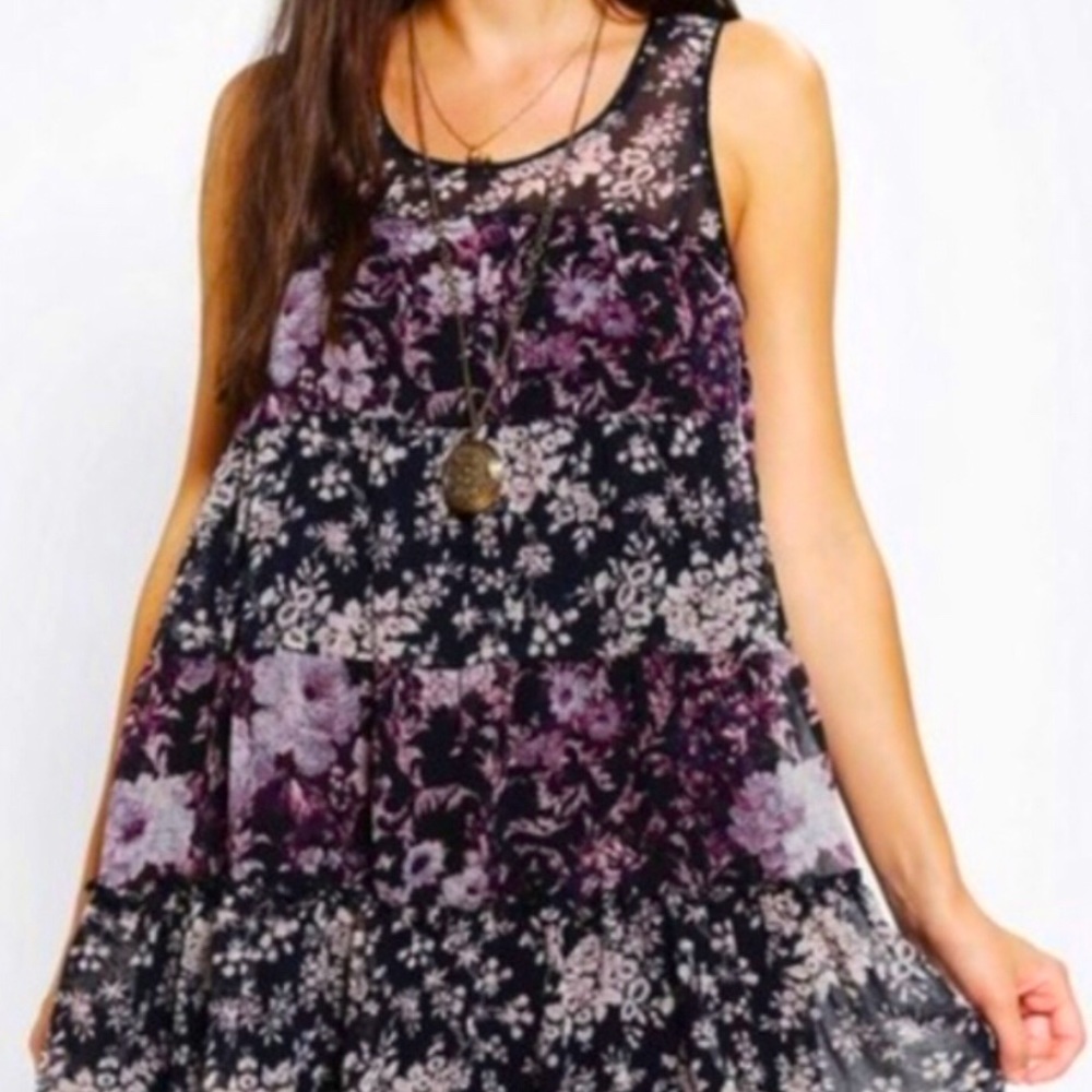 Urban Outfitters Purple & Black Babydoll Dress